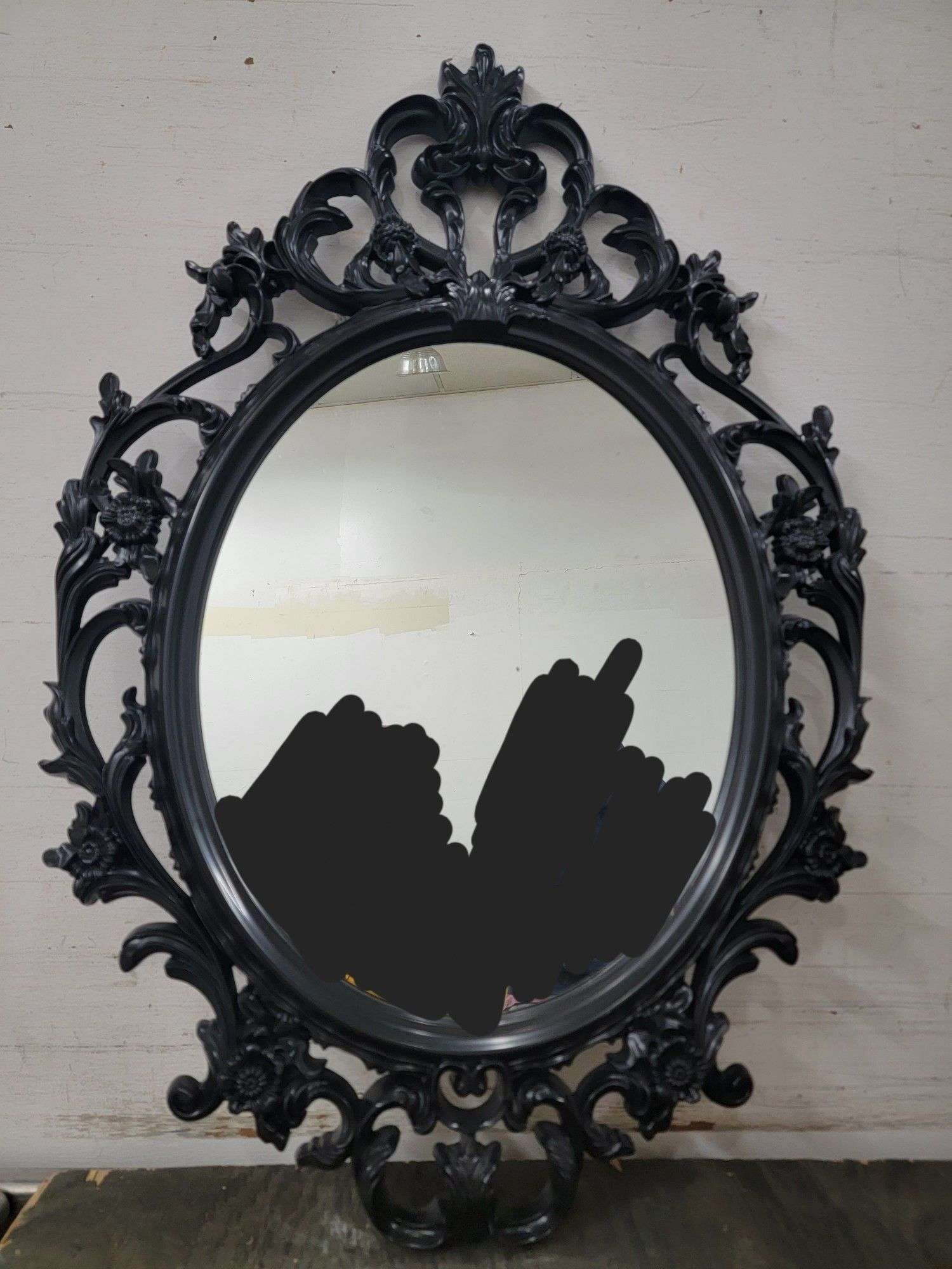 IKEA Ung Drill Black Framed Oval Mirror. 2A - Lil Dusty Online