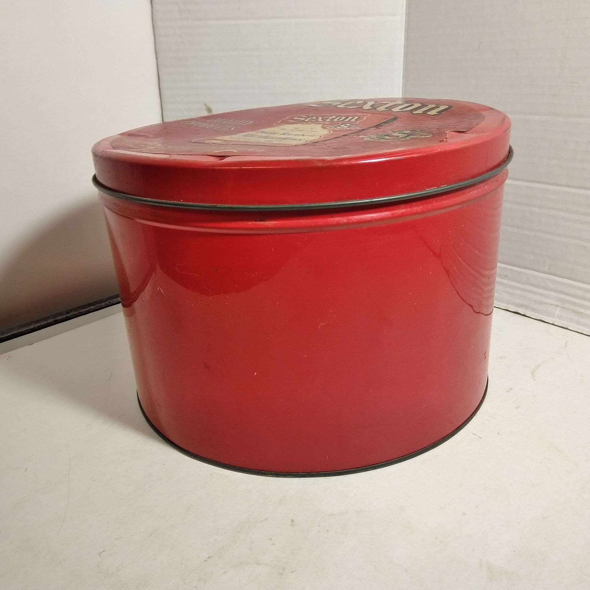 Vintage red Sexton Marshmallows tin 7