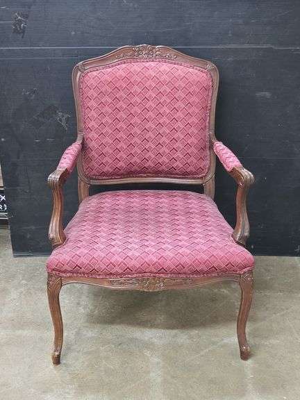 Vintage French Style Carved Wood Armchair