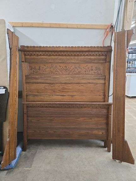 Antique Spoon Carved Full Size Bed Frame