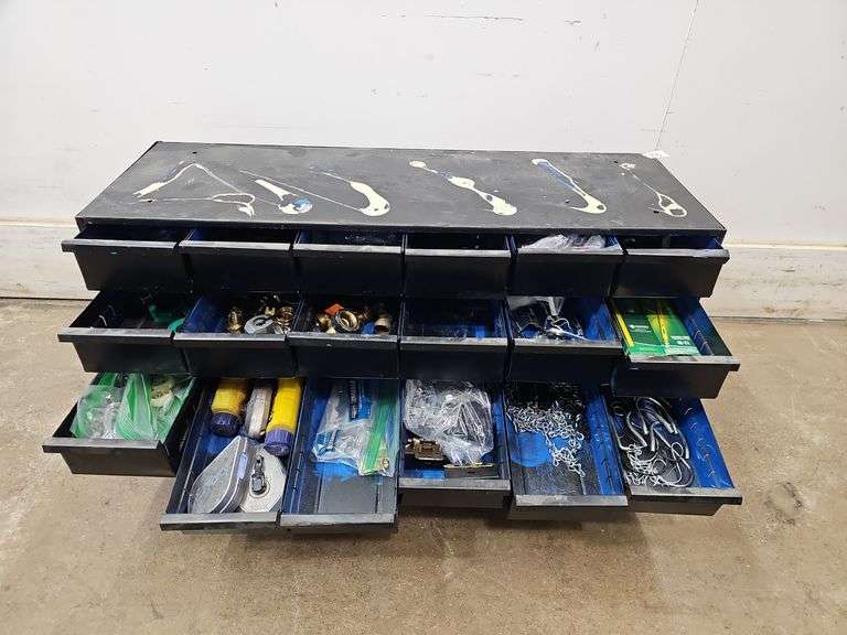 18 drawer hardware organizer 34x12x11