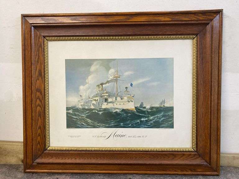 US Battleship Maine framed print 33" x 27"