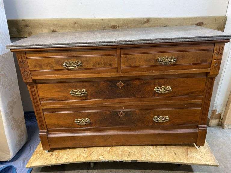 Antique marble top dresser 44" x 18" x 29.5" tall