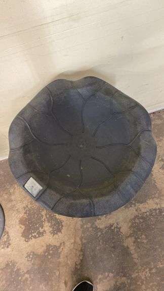 Black plastic birdbath