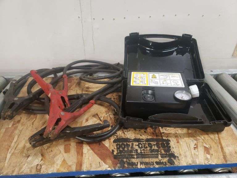 GOODYEAR JUMPER CABLES AND PORTABLE AIR COMPRESSOR. 11B