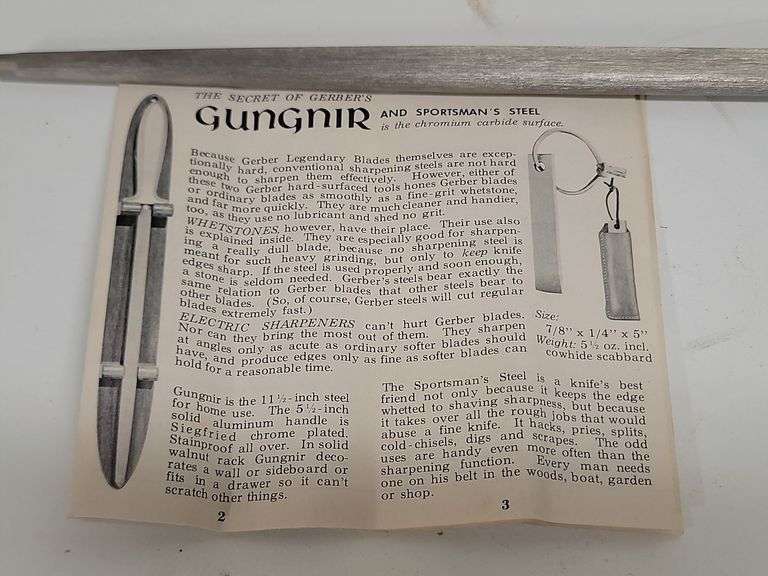 VINTAGE GERBER GUNGNIR KNIFE SHARPENER. 11A