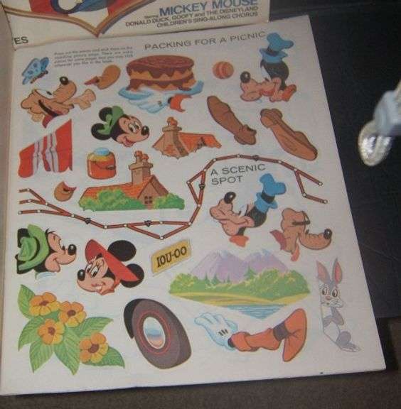 Vintage Near Mint 1969 Mickey Mouse Sticker Book & Sealed Yankee Doodle Mickey Record