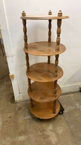 Maple round five shelf display/plant stand 20" diameter by 54 inches tall