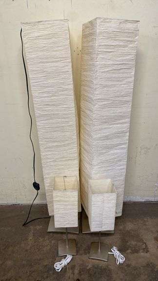 Matching rice paper lamps – two floor lamps two table lamps