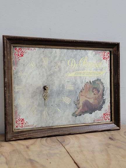 Vintage Dr. Pepper "King of Beverages" Mirrored Wall Clock. 6A