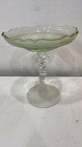 Cambridge Glass crystal nude Figurine stem compote. 1d