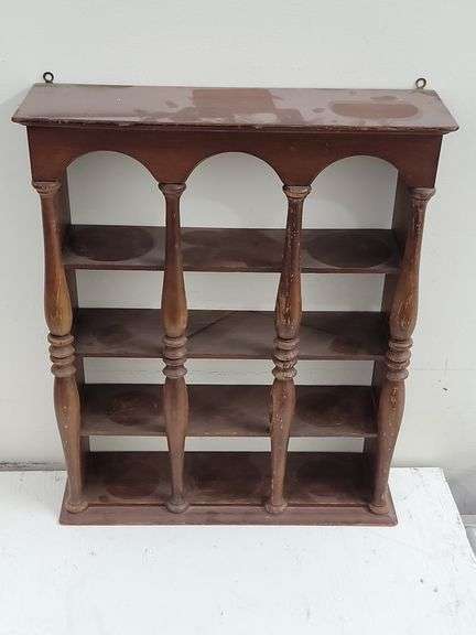 Vintage 4-Tier Wooden Wall Rack. 6E