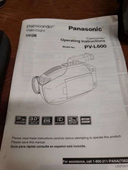 PANASONIC PALMCORDER PV-L600. 12A