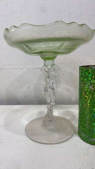 Cambridge Glass crystal nude Figurine stem compote. 1d