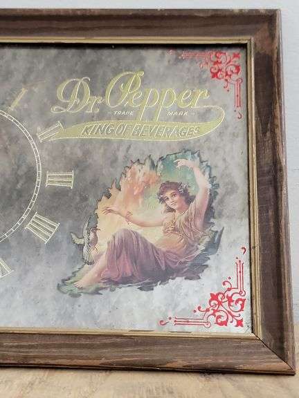Vintage Dr. Pepper "King of Beverages" Mirrored Wall Clock. 6A