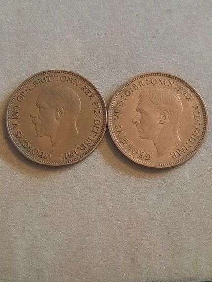 1936 1938 British One Pennies