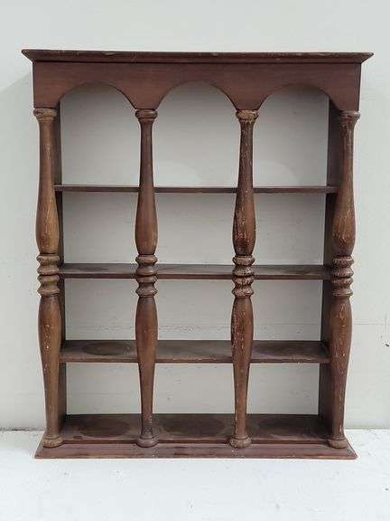 Vintage 4-Tier Wooden Wall Rack. 6E