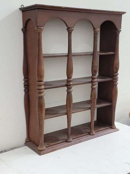 Vintage 4-Tier Wooden Wall Rack. 6E