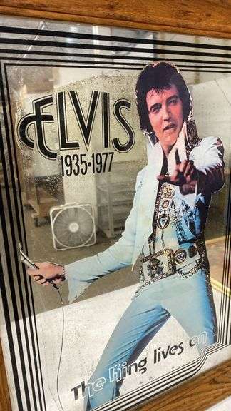 Framed vintage Elvis mirror. 1a