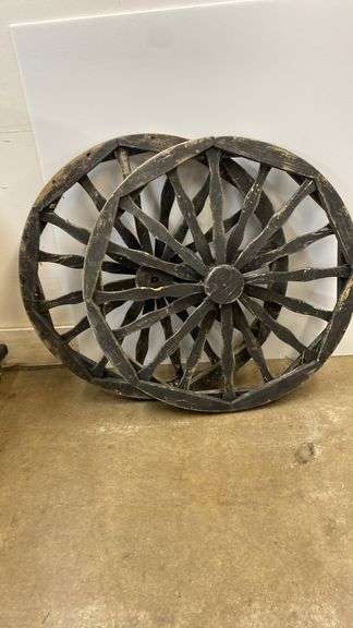 Pair of antique wagon wheels