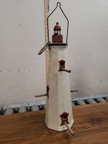 CERAMIC LIGHTHOUSE BIRDHOUSE. 11SIDE