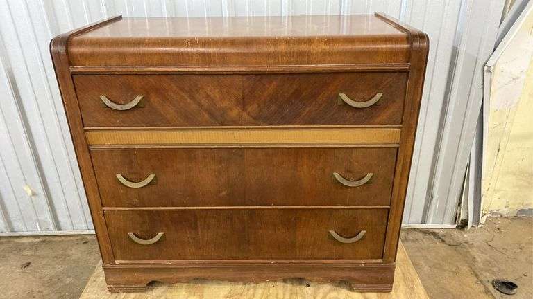 Art deco three drawer dresser 39" x 18" x 35" tall