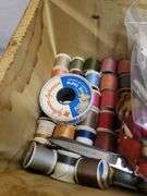 BASKET FULL OF SEWING SUPPLIES. 18A