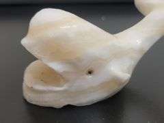 DECORATIVE POLISHED CARVED STONE WHALE FIGURINE. DC