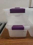 4 SMALL STORAGE TOTES WITH LIDS. 22B