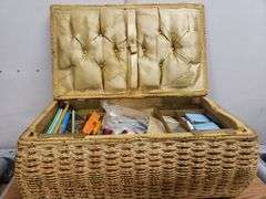 BASKET FULL OF SEWING SUPPLIES. 18A