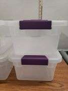 4 SMALL STORAGE TOTES WITH LIDS. 22B