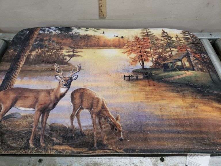 CABIN BATHROOM DECOR SHOWER MAT AND CURTAIN. 3E
