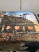 CABIN BATHROOM DECOR SHOWER MAT AND CURTAIN. 3E