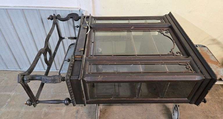 Vintage Ornate Black Carved Wood Display Case