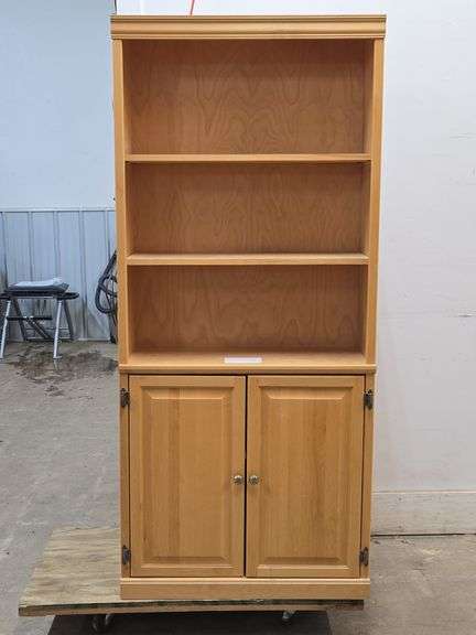 Wooden Bookshelf with Cabinet