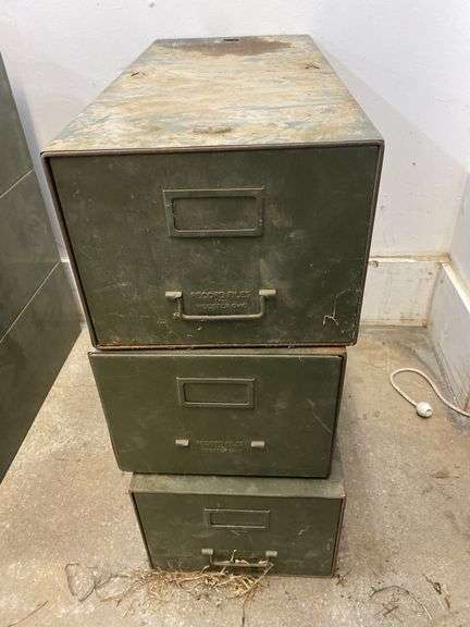 Set of 3 Industrial file drawers - each 11" x 24" x 8.5" tall
