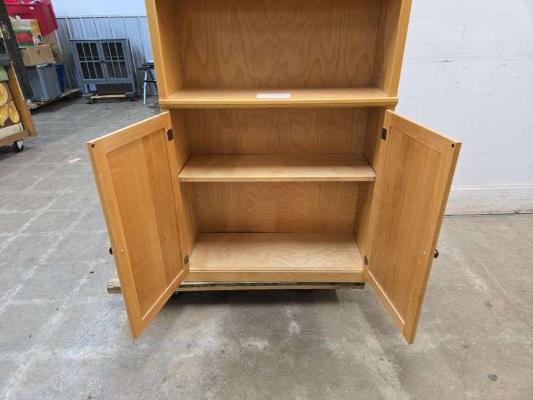 Wooden Bookshelf with Cabinet