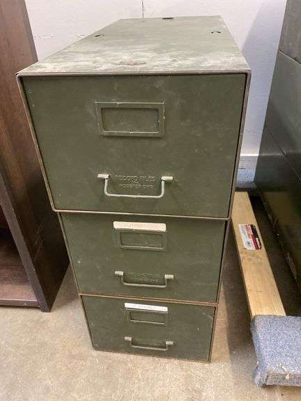 Set of 3 Industrial file drawers - each 11" x 24" x 8.5" tall with contents