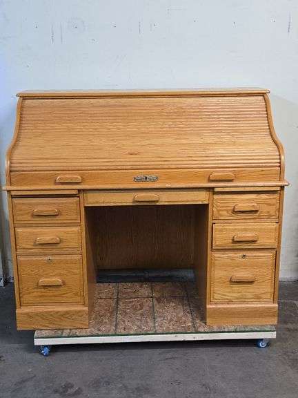 Wooden Roll Top Executive Desk