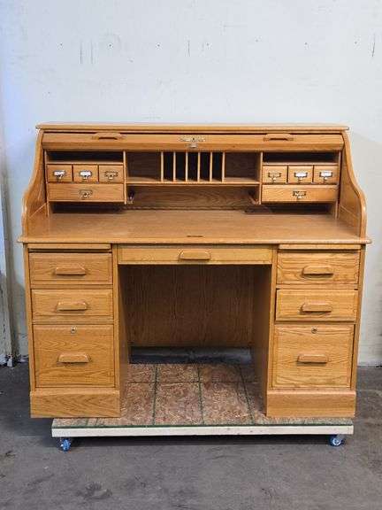Wooden Roll Top Executive Desk