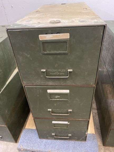 Set of 3 Industrial file drawers - each 11" x 24" x 8.5" tall with contents