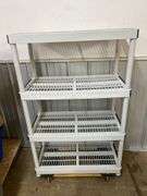 4 shelf plastic shelving unit 36" x 18" x 56" tall
