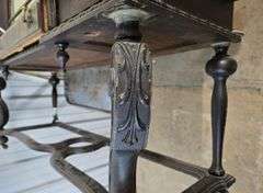 Vintage Ornate Black Carved Wood Display Case