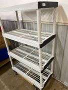 4 shelf plastic shelving unit 36" x 18" x 56" tall