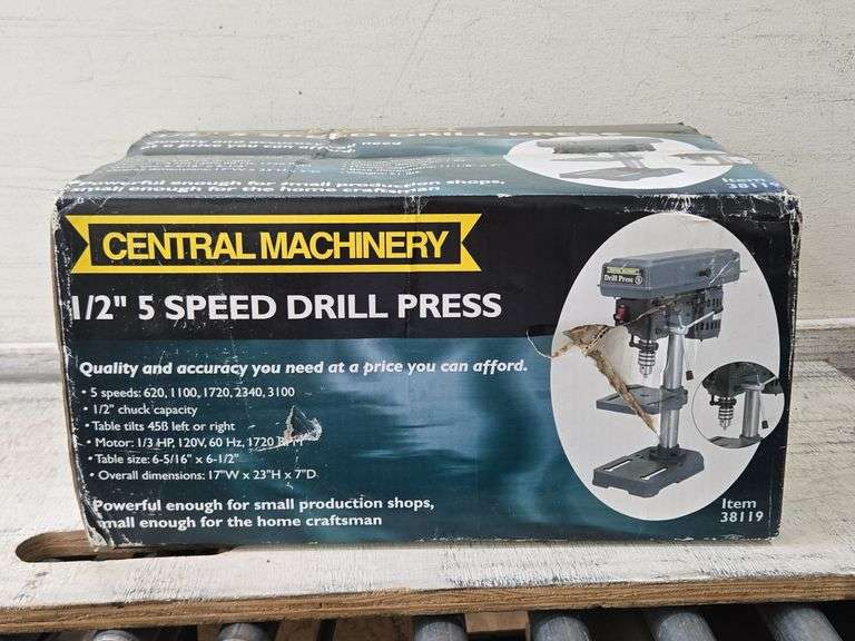 Central Machinery 1/2" 5-Speed Drill Press NIB. 7F