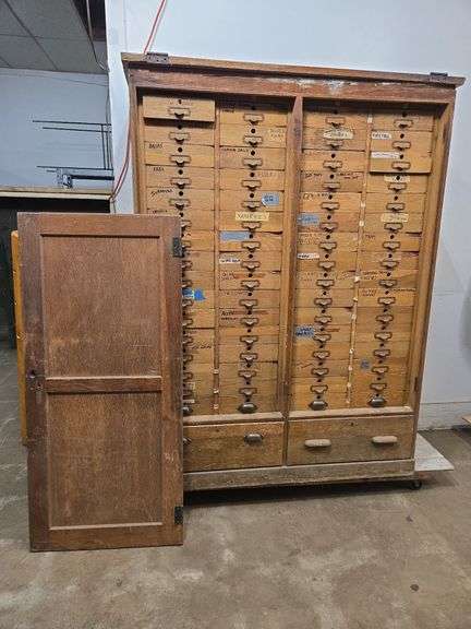 SOLD - Vintage Wooden Small Parts Cabinet (BIN $350)
