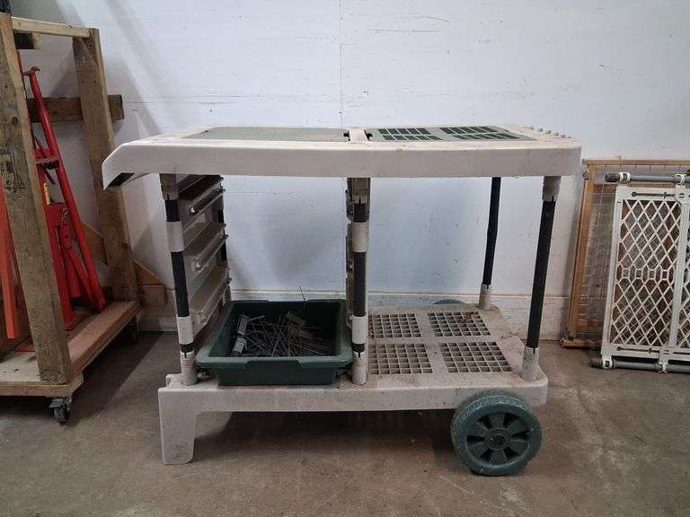 Rolling heavy duty plastic cart, 48 x 26 x 34in