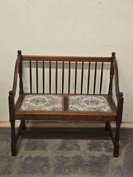 Early American Style Spindle Back Mahogany Bench