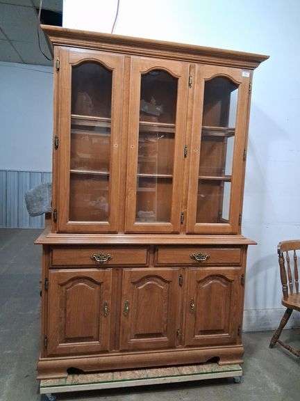 China cabinet, approx 52 x 18 x 77in
