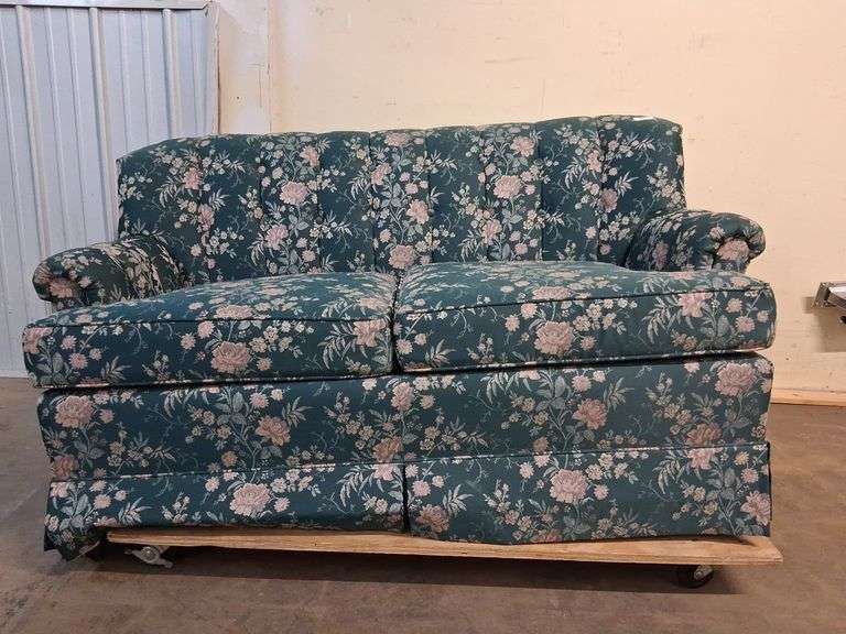 Green floral loveseat